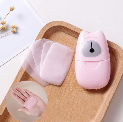 1 Box (50 Sheets) Mini Portable Travel Soap Paper Sheets Disposable Hand Washing Bath Scented Paper Soap for Outdoor, Camping Hiking (Pink)...