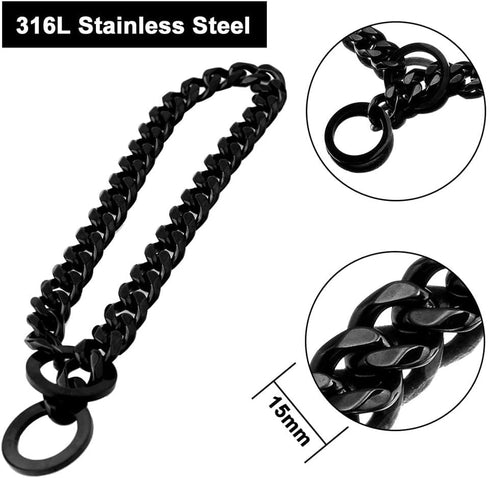 Durable Walking Dog Training Collar, Strong Stainless Steel Chain for Small Middle Dogs Black Color?15mm,18“?...