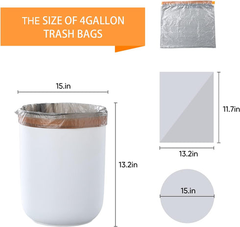 Small Drawstring Trash Bag, 4 Gallon Garbage Bags JOYBOS Bathroom Trash can Liners 75 Counts...