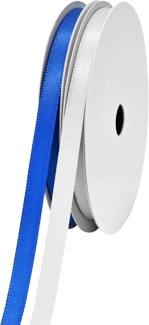 Double Face Satin Ribbon 1/4 inch X 15Yards each roll Blue & White Ribbon for Gift Wrapping,Wedding,Party, Hair Bow, Invitation Decorations Total ...