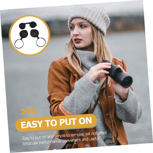 Objective Lens Caps 1 Set Eyepiece Cover Protection Objective Lens Cover Binocular Lens Caps Protective for Binoculars Black Rubber Camera Lens Ac...