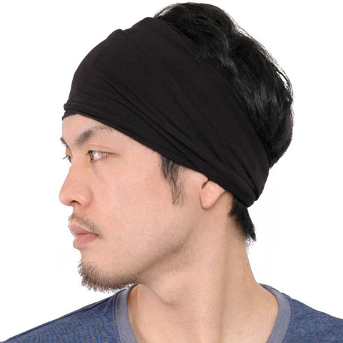 CHARM Mens Head Wraps Elastic Bandana - Japanese Headband Workout Women Hair Black...
