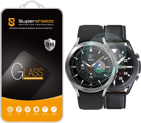 Supershieldz (3 Pack) Designed for Samsung Galaxy Watch 3 (45mm) / Galaxy Watch 4 Classic (46mm) Tempered Glass Screen Protector, 0.3mm, Anti Scra...