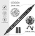Arrtx Black Acrylic Paint Pens - 8 Pack Brush Tip and Fine Tip (Dual Tip) Black Paint Markers for Rock Painting, Water Based Acrylic Painting Supp...