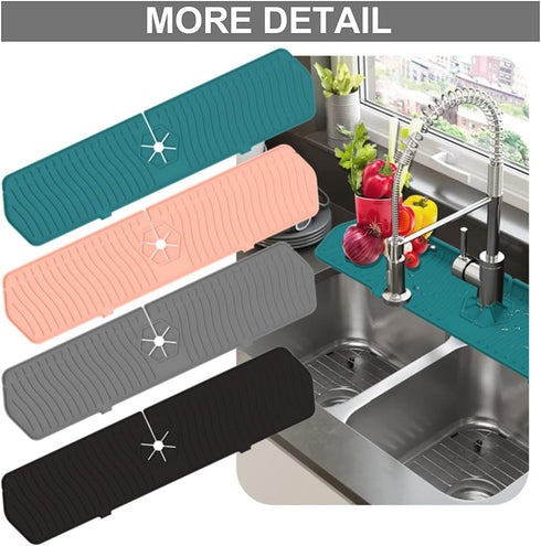 Kitchen Faucet Sink Splash Guard, 24" x 5.6'' Upgrade Silicone Faucet Water Catcher Mat, Sink Draining Pad Behind Faucet, Rubber Drying Mat for Co...