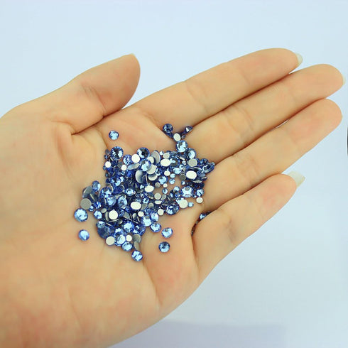 LolliBeads Resin Crystal Round Nail Art Mixed Flat Backs Acrylic Rhinestones Gems,Mix Size 1.5-5 mm, Color Light Blue (1200Pcs)...