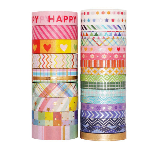 YUBBAEX Bright Mix Gold Washi Tape Set VSCO Foil Masking Tape Decorative for Arts, DIY Crafts, Journal Supplies, Planners, Scrapbook, Card/Gift Wr...