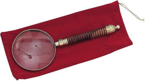 Solid Brass Magnifying Glass w/Wood Handle & Felt Bag...