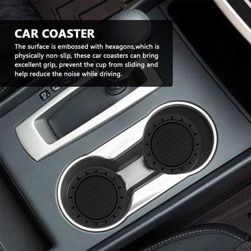 8Pcs 2 in 1 Car Rear Seat Hook and Coaster Combination,Car Coasters,Hook Bracket Stronger Load Bearing Capacity Hexagon Embossed Design Coaster No...