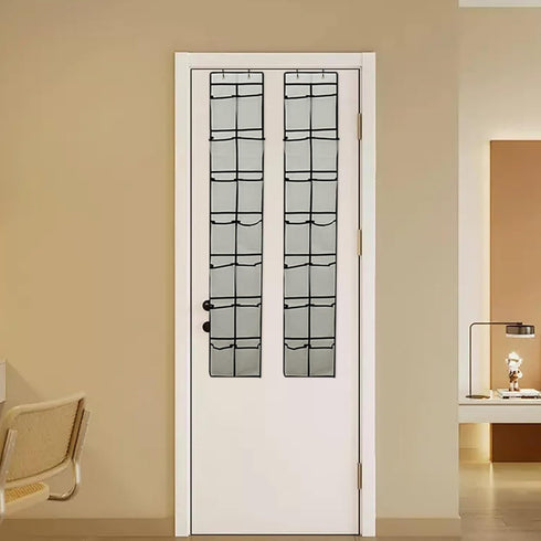 Over The Door Shoe Organizer, 14 Large Mesh Pockets Hanging Shoe Rack for Closet Organizers and Storage, Gray, 2-pack (gray)...