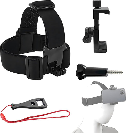 Head Mounted Mobile Phone Holde Kit for POV/Vlog shooting, Cell Phone Clip Accessories Compatible with Samsung Iphone GoPro Hero 12, Insta360, DJI...