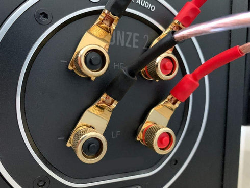 HiFi Speaker Y Spade Connectors, Dual Screw Locking Speaker Cable Plug, Fork Spade Connectors with Allen Wrench for Speaker Wire DIY 4PCS (Gold Pl...