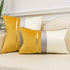 Avigers 18 x 18 Inches Yellow White Gold Leather Striped Patchwork Velvet Cushion Case Luxury Modern Throw Pillow Cover Decorative Pillow for Couc...