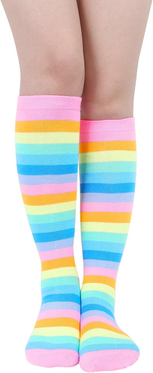 Benefeet Sox Womens Striped Knee High Socks Girls Funny Novelty Athletic Colorful Stripe Cute Stockings Tube Socks...