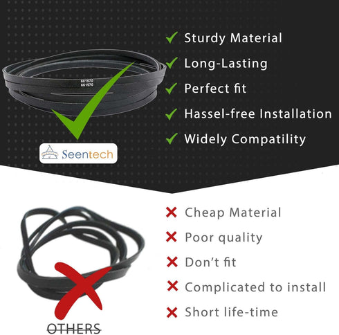 661570 Dryer Drum Belt by Seentech, Compatible with Whirlpool & Kenmore Dryers - Replaces Part Numbers 661570V AP5983729 3387610 3389728 3393999 339728 661570VP PS11722115