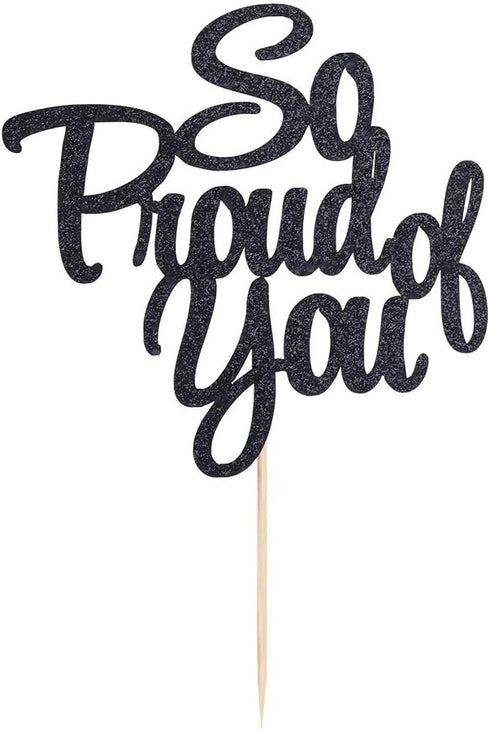 PALASASA So Proud of You Cake Topper - Congrats Grad, Done, Congratulations, Graduation Party Decorations (black)...