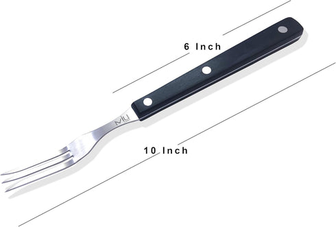 WALLFARM Granny Fork 10" 3-Tine - Pro-Grade Stainless Steel - Heat-Resistant BBQ Meat Fork - Ideal for Serving, Cooking, Turning, Roasting, Shredd...