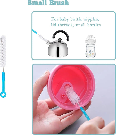 5 Pack Bottle Cleaner Brush, Straw Cleaner Brush, Water Bottle Brushes, Bong Brush, Bottle Cleaner for Washing Narrow Neck Beer Bottles, Wine Deca...