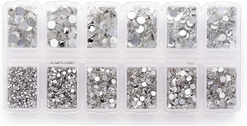 4200 Pack Clear Flat Back Rhinestones for Craft, Round Crystal Gems Stickers for Clothes, 1.5 mm - 4.8 mm, 6 Sizes...