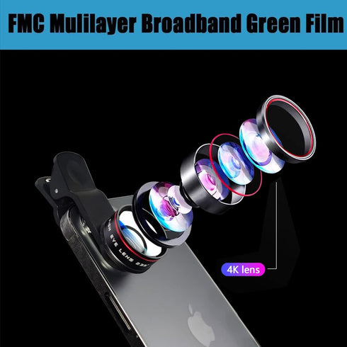 Phone Camera Lens, Clip on Cell HD Phone Fisheye Lens kit, 235° Fisheye Lens ?for Most iPhone Android Samsung Phones and Smartphones......