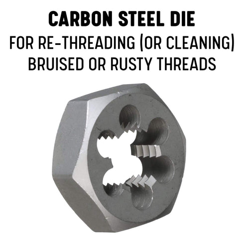 Drill America DWTHX3824LH 3/8"-24 Carbon Steel Left Hand (Reverse) Hex Rethreading Die, DWT Series...
