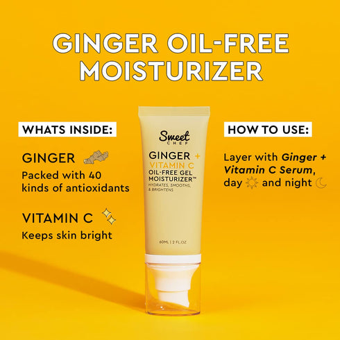 Sweet Chef Ginger + Vitamin C Oil-Free Gel Moisturizer - Antioxidant-Rich Soothing Daily Moisturizer with Hyaluronic Acid, Turmeric + Niacinamide ...