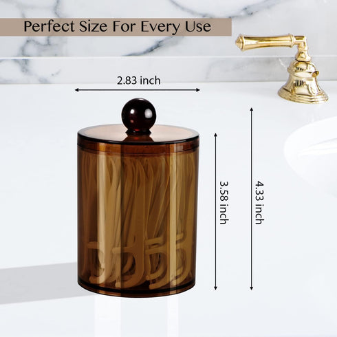 SheeChung 4 Pack Plastic Acrylic Bathroom Vanity Countertop Canister Jars with Storage Lid, Apothecary Jars Qtip Holder Makeup Organizer for Cotto...