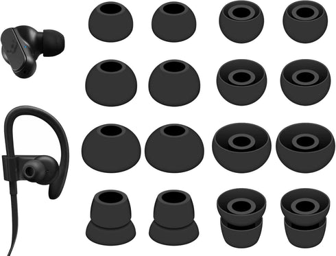 8 Pairs Silicone Ear Tips Compatible with Powerbeats 3 2 1, 4 Size Rubber Replacement Eartips Earbuds Gel Wing Skin Accessories Compatible with Sk...