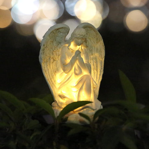 Garden Solar Light Outdoor Decor, Resin Angel Solar LED Light with Stake, Animal Waterproof Light for Flower Fence Lawn Passage Walkway Courtyard ...