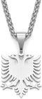 N/J Albanian Eagle Pendant Necklace Polished Stainless Steel Jewelry Ethnic Style Women Men...