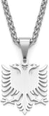 N/J Albanian Eagle Pendant Necklace Polished Stainless Steel Jewelry Ethnic Style Women Men...