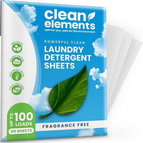Laundry Detergent Sheets (100 Loads, 50 Sheet) Fragrance Free Unscented, Eco Earth Friendly Clean Breeze, Non Toxic People Safe, Washing Travel Su...