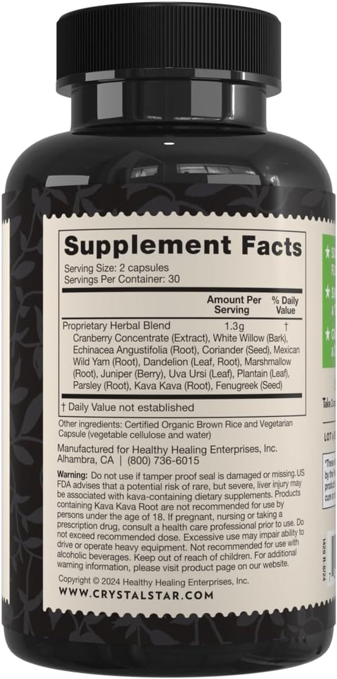 Crystal Star Bladder Strength (60 Capsules) – Herbal Urinary Tract Health and Extra Strength Bladder Control Supplement, Cranberry Extract, Pumpki...