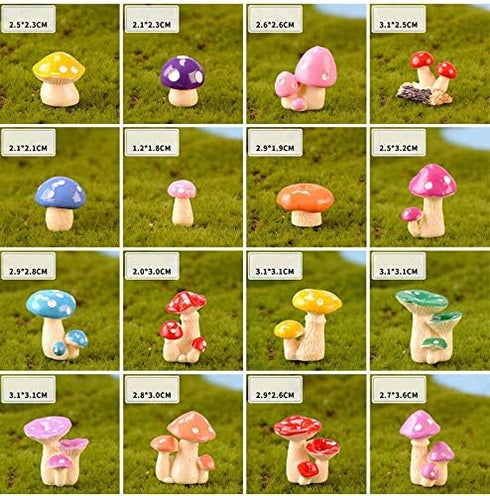 Mashrooms, 6 in one Set, Gardon Decor, Miniature Ornaments Kit for DIY Fairy Garden, Mini Landscape, Fairy Garden Accessories (6)...
