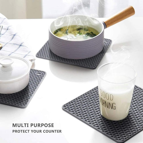 Silicone Trivet Mats, Trivets for Hot Pots and Pans, Heat Resistant Mat for Kitchen, Multi-Purpose Pot Holder, Non-Slip Jar Opener, Gripper Pad, D...