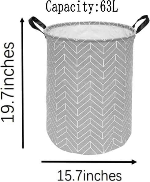 19.7 Inches Large Laundry Basket Waterproof Round Cotton Linen Collapsible Storage bin with Handles for Hamper Kids Room,Toy Storage(Geometric)...
