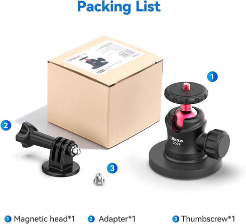 ULANZI Magnetic Camera Mount for GoPro, Strong Magnetic Mount with 360° Rotation Ball Head and Built-in 6 Magnets, Compatible with GoPro Hero 11/1...