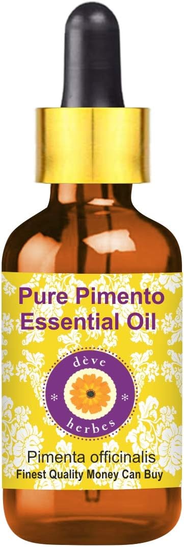 Deve Herbes Pure Pimento Essential Oil (Pimenta officinalis) Steam Distilled with Glass Dropper 15ml (0.50 oz)...