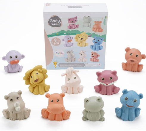 Baby Bath Toys for Babies 6 - 12 Months, 9 Pack No Hole Silicone Animal Bathtub Pool Float Toy Baby Girl Boy Present...