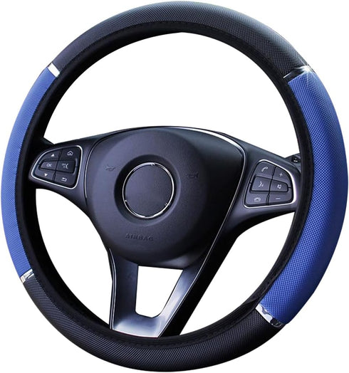 Car Steering Wheel Cover, Non-Slip, Elastic, Steering Wheel Cover for Men and Women, Universal Fit 15 Inches Cars, Vehicles, SUVs (Blue)...