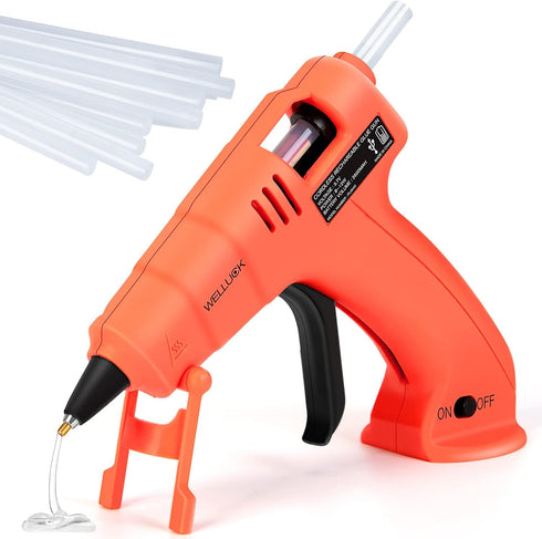 WELLUCK Cordless Hot Glue Gun, USB Rechargeable Wireless Mini Hot Melt Glue Gun with 20 Glue Sticks and USB Cable, Battery Operated Glue Gun DIY T...