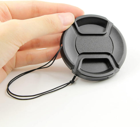 77mm Camera Lens Cap, PCTC Camera Lens CoverSnap-On Center Pinch Front Lens Cover with Strap Compatible with Nikon, Canon, Sony & Other DSLR Camer...
