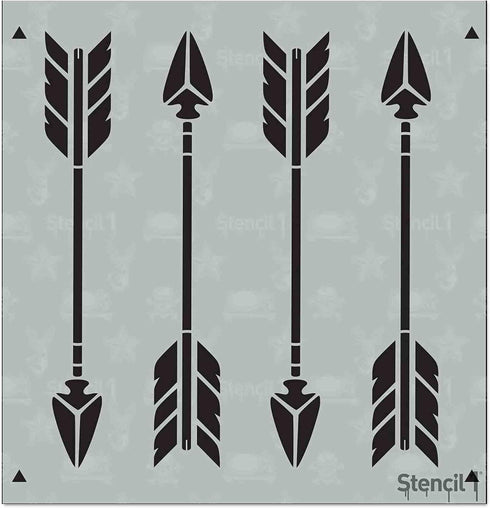 Stencil1 Arrows Wallpaper Pattern Stencil - Reusable Ideal for Card Making, Paper Crafts, Holiday Gift Making, Sturdy Art Projects - Decor on Wall...