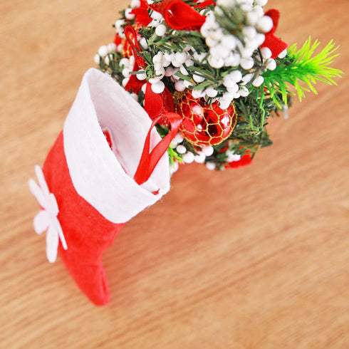 12Pcs Mini Christmas Stockings Snowflake Tableware Holders, Small Candy Pouch Bag Knife Spoon Fork Bag Christmas Socks Decoration for Xmas Decorat...