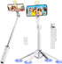Ambertronix 40” Selfie Stick Tripod Quadrapod, Onboard Light, Wireless Bluetooth Remote, Extendable, Stainless Steel, 3 Light Modes, 9 Brightness ...
