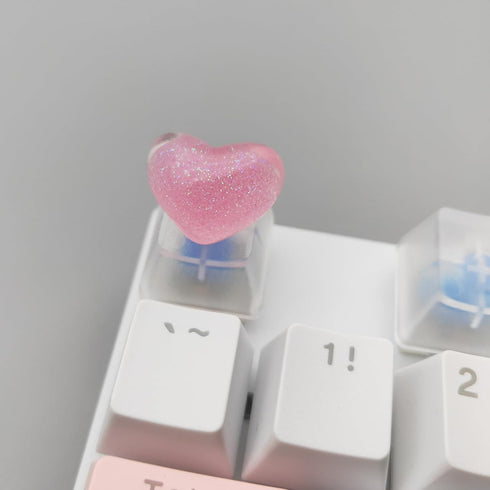 Personalized Cute Love Heart Keycap Handmade OEM Profile Keycap Base DIY Custom ESC Backlit Keycap for Mechanical Keyboard MX Switch (Pink)...