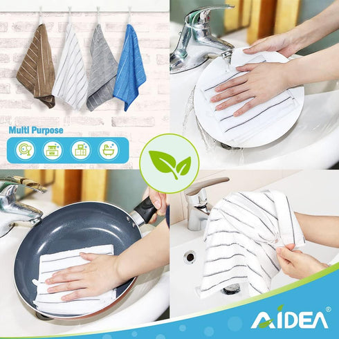 AIDEA Kitchen Towels, Absorbent Dish Cloth for Kitchen, Soft Dish Towels for Home, Multi-Purpose Cloths for Household Cleaning and Drying-8PK, 12”...