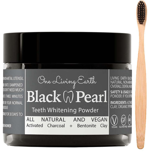 Activated Charcoal Powder with Bamboo Toothbrush for Teeth Whitening | Made in USA | Teeth Stain Remover | Safe for Gums & Enamel | Natural Toothp...