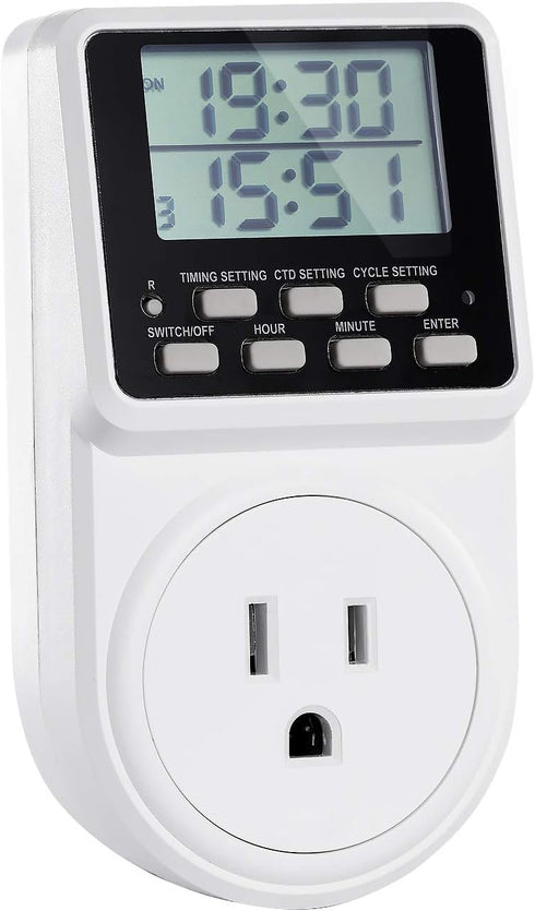 Digital Infinite Repeat Cycle Intermittent Timer Plug for Electrical Outlet, 24 Hour Programmable Indoor Timed Power Switch with Countdown Delay O...