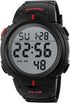 Mens Women Digital Watch Big Dial Light LED Swim Waterproof Rubber Band Alarm Black LED Watches 50MM...